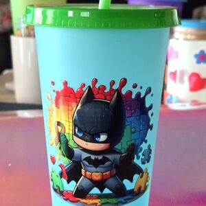 Batman cup with straw